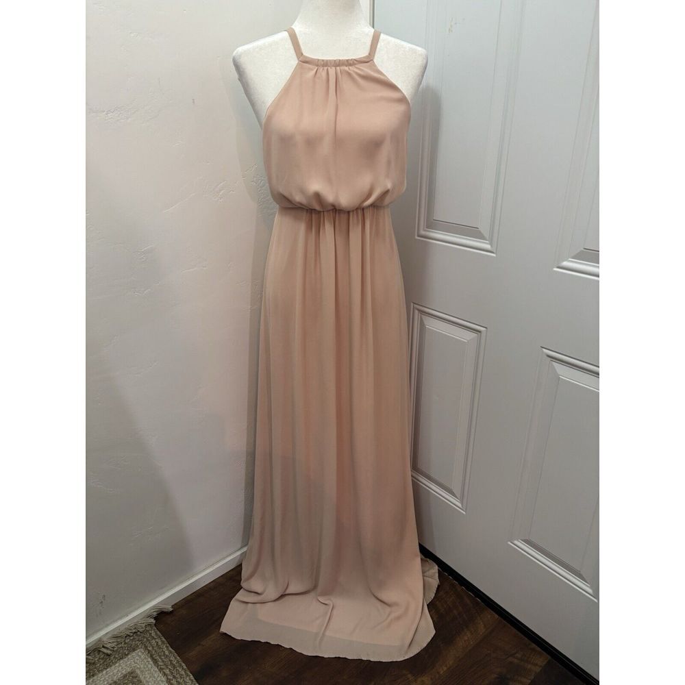 Show Me Your Mumu Dress Womens Medium Amanda Maxi Dusty Pink Halter Bridesmaid‎
